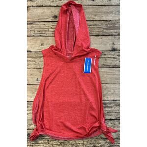 BeachBody Women’s Red Sleeveless Hooded Active Top W/Open Sides Size S NWT